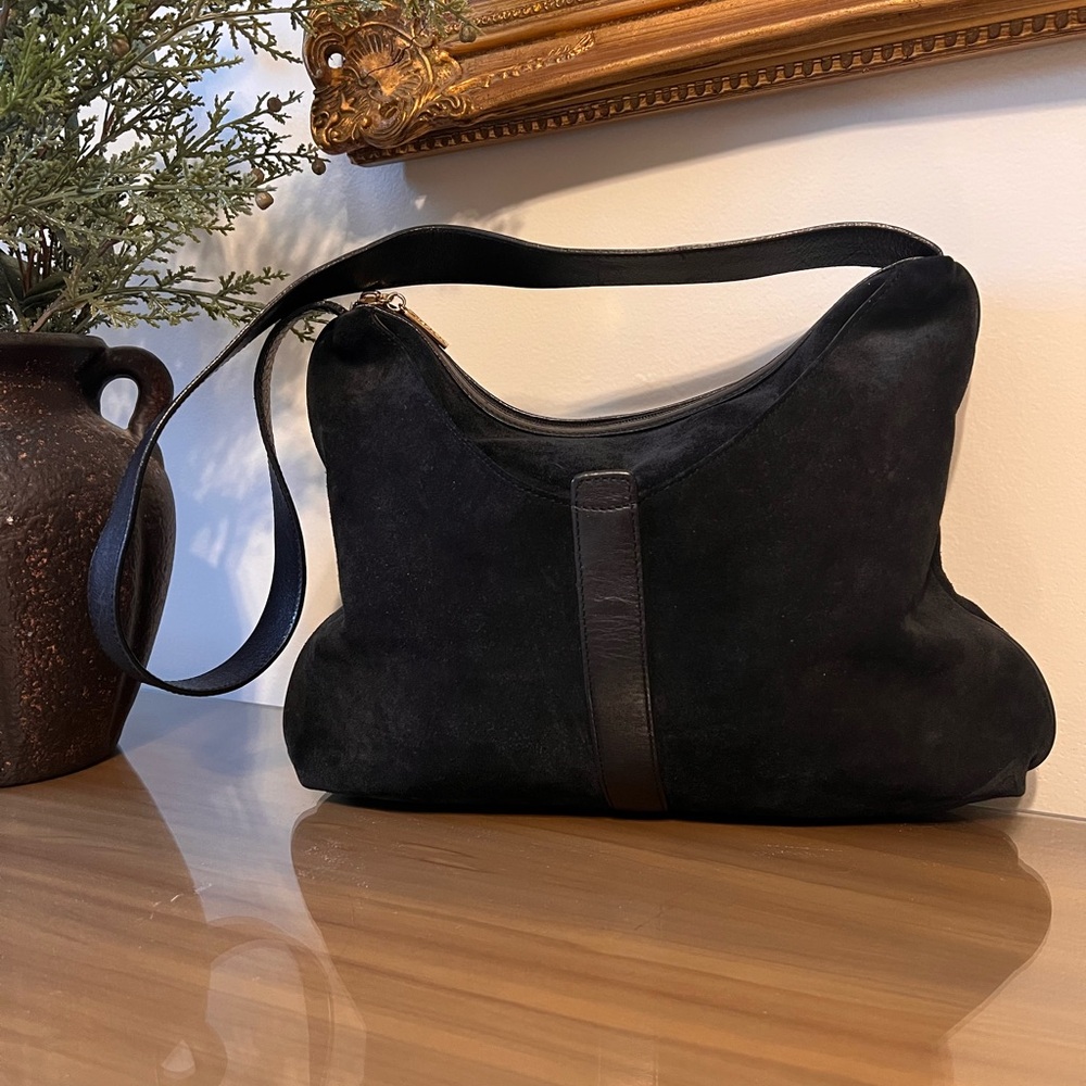 Maxx New York Black Suede Shoulder Bag